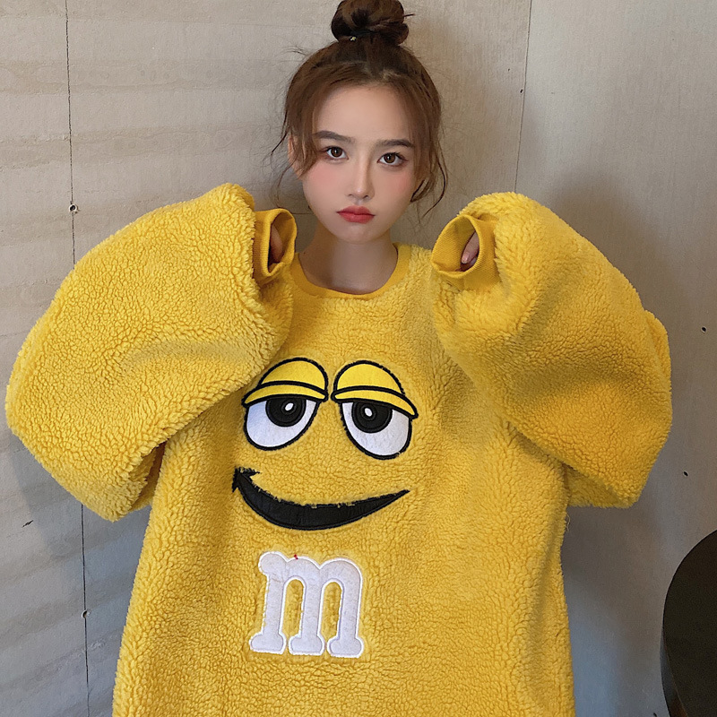 Lana de cordero ulzzang suéter invierno de las mujeres sueltas estilo coreano ins estilo perezoso BF forrado de lana engrosada estilo sal frito abrigo callejero