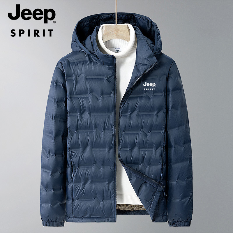 JEEP SPIRIT 羽绒服男轻薄带帽冬季保暖休闲大码加大宽松秋冬外套