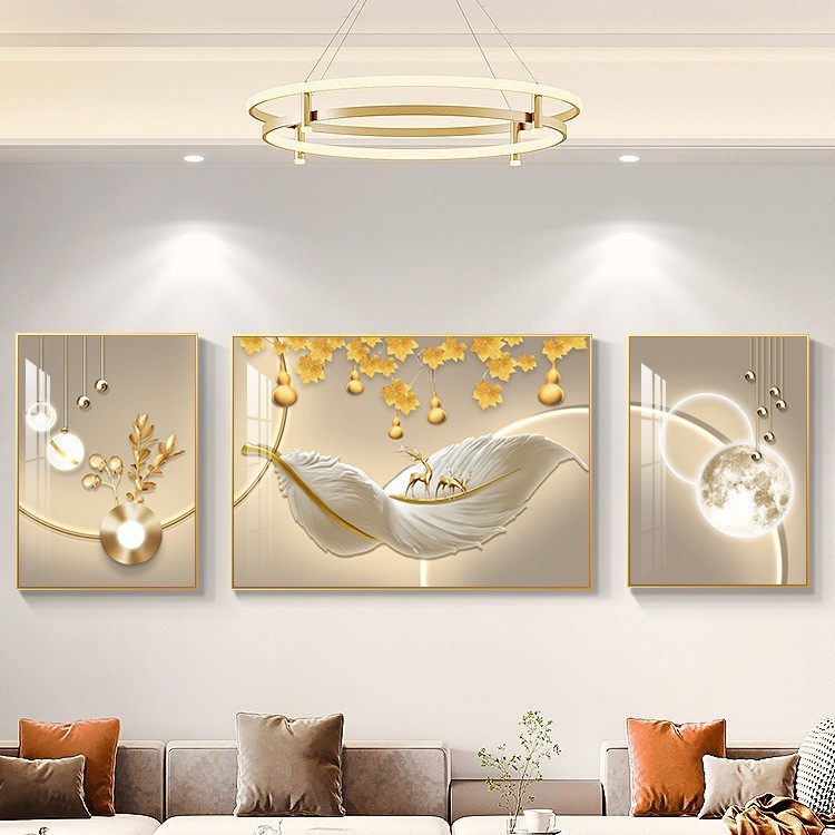 2025新款客厅装饰画现代轻奢沙发背景墙挂画高级感墙上三联画壁画|undefined
