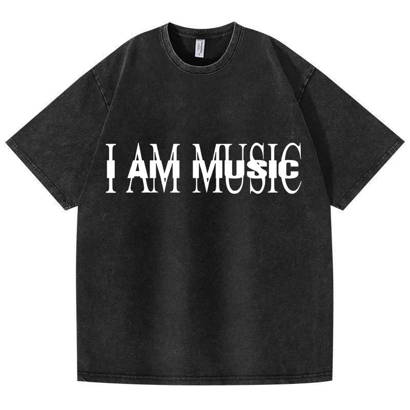 Cross-Border Hip-Hop Playboi Carti Printed Washed Short-Sleeved T-Shirt Round Neck Short-Sleeved Casual Tops for Men and Women