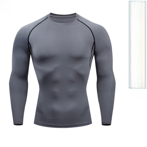 European and American men's sports long-sleeved elastic compression fitness clothing outdoor tennis sports training running quick-drying shirt
