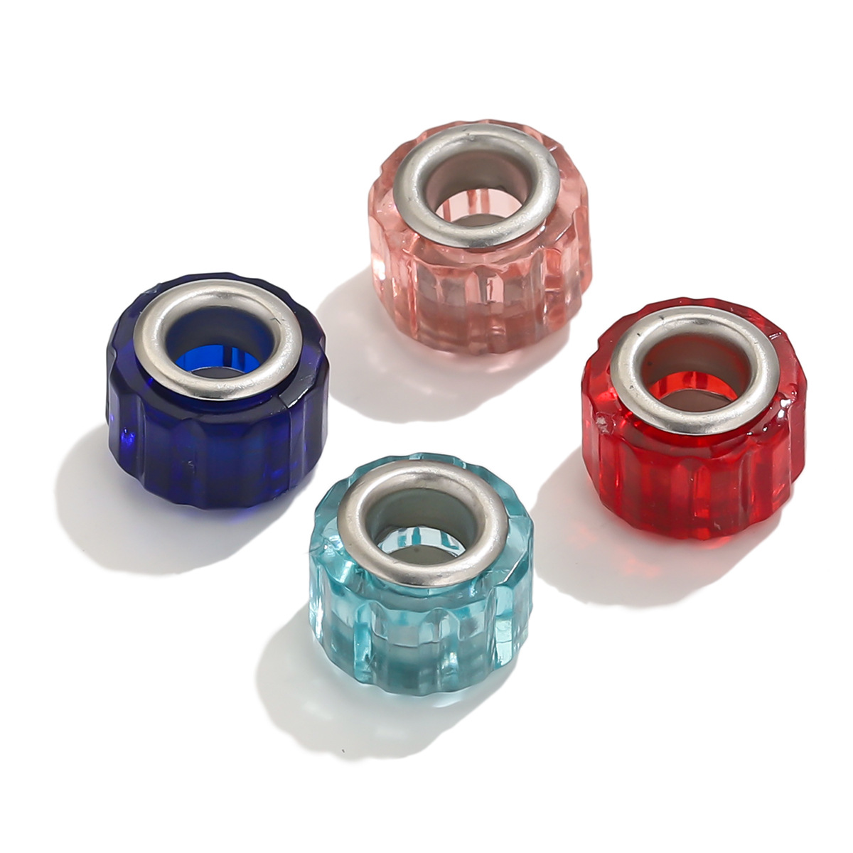 Resina color caramelo transparente diamante pulsera de acero inoxidable cuentas cilíndricas gran agujero cuentas diy pulsera collar cuentas sueltas