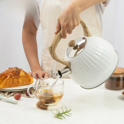 Truffle White Pumpkin Shaped Whistling Water Kettle 3.5L Amazon New Whistling Water Kettle Wholesale Cross-border Kitchen Gadgets