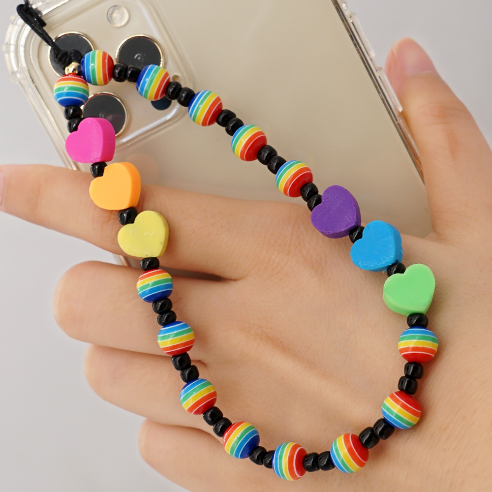 Ethnic Style Letter Heart Shape Smiley Face Soft Clay Mobile Phone Chain display picture 2