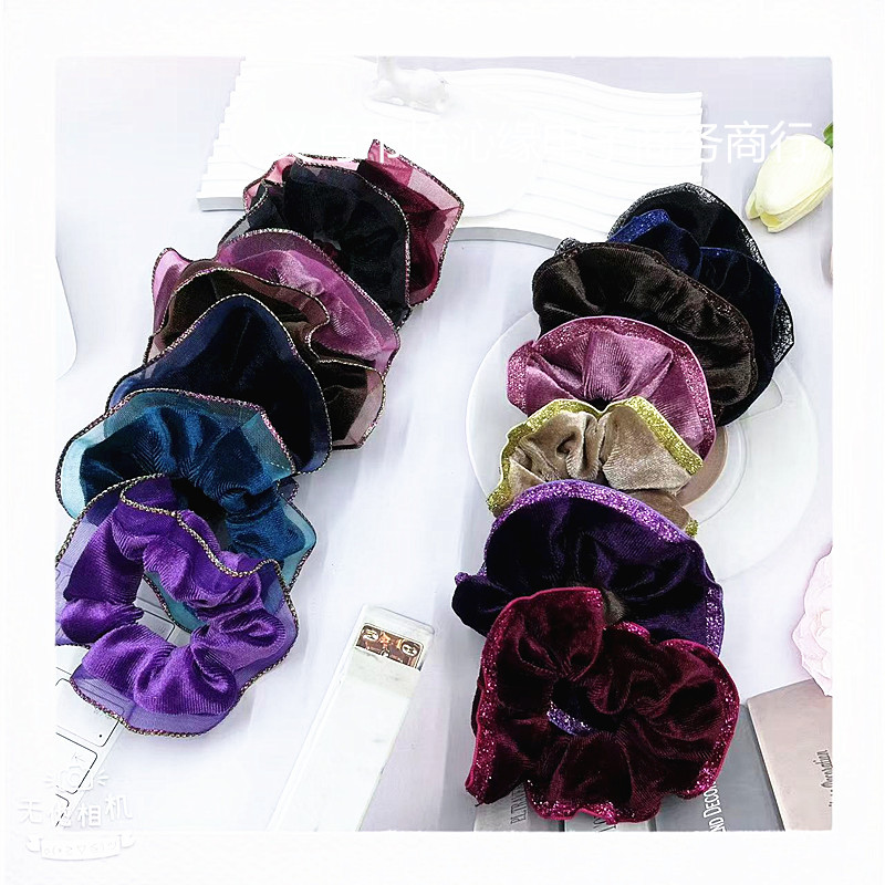 Autumn and Winter Large-Sized Korean Velvet Scrunchies, Korean-Style High-Elastic Lace Hair Accessories, Versatile Ponytail Hair Ties