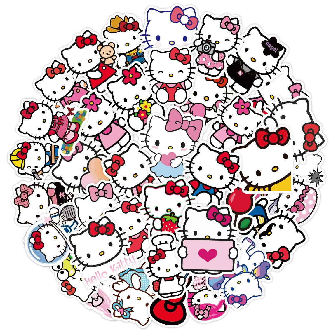 Наклейки (Hello Kitty) милые мультяшные стикеры для чемодана и ноутбука, водостойкий винил, наборы