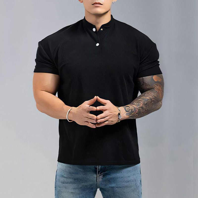 Black, polo collar