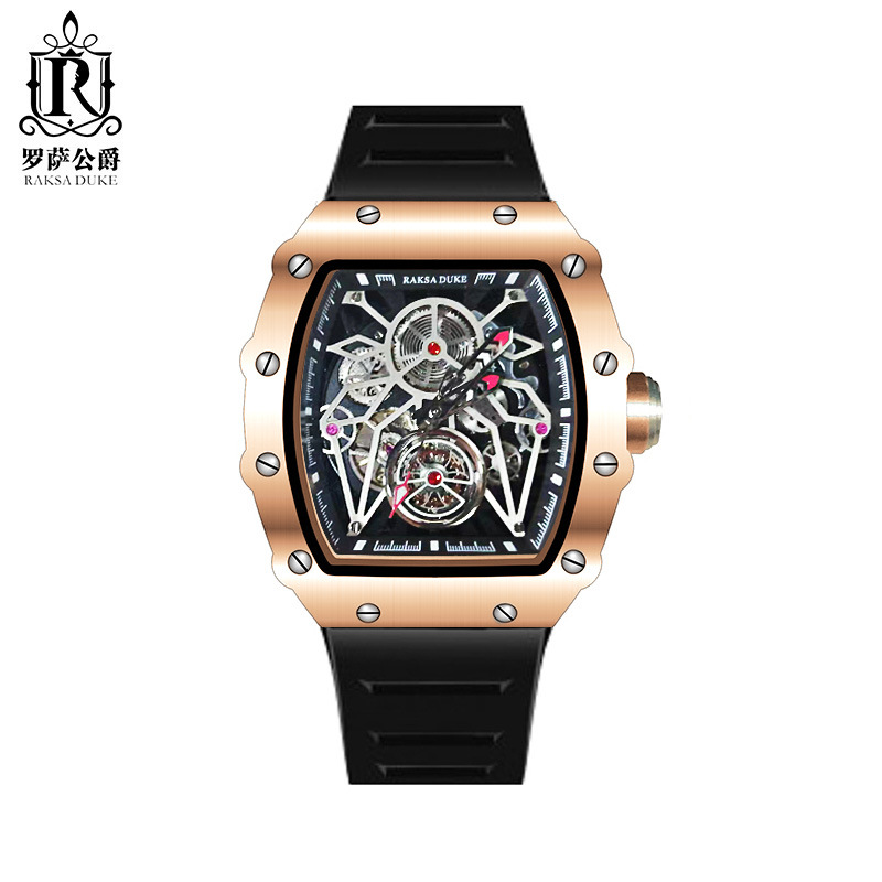 Men's Watch with Hollow Design, Richard Style, Fashionable Tourbillon, Waterproof, Luminous, Mechanical Watch with Large Dial, Automatic
