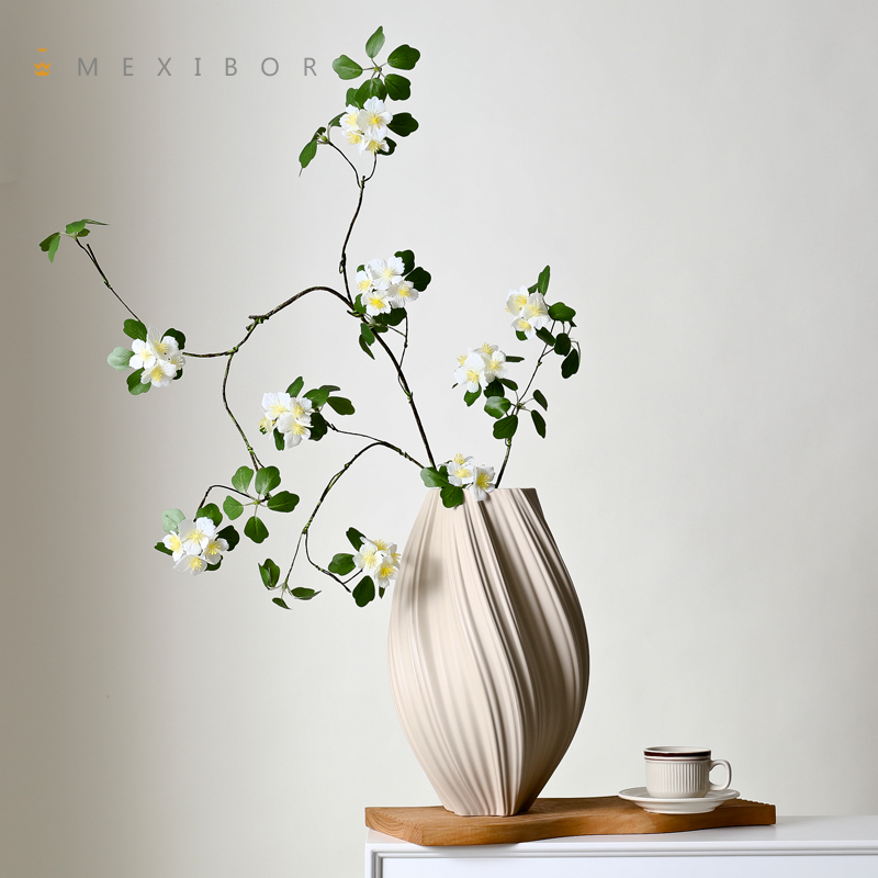 高温陶瓷系列极简艺术花瓶高级感家居客厅大号装饰摆件