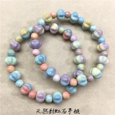 natural Rainbow Stone Pumpkin Beads Bracelet Female models Colorful crystal Hand string Jewelry gift Unusual goods