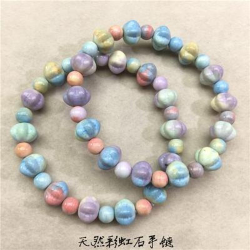 natural Rainbow Stone Pumpkin Beads Bracelet Female models Colorful crystal Hand string Jewelry gift Unusual goods