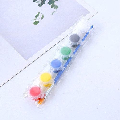 12-color children's DIY highlight acrylic six-pack colorful painting modeling clay plaster doll coloring graffiti paint brush set