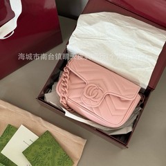 GG家新款马卡龙马蒙marmont链条迷你女士腰包真皮女包单肩斜挎包