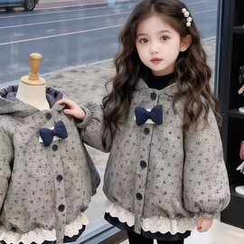 女童夹棉外套加绒秋冬2025新款韩版女宝宝冬装棉服洋气儿童棉衣潮