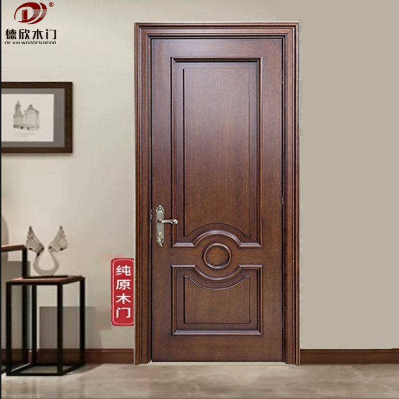 定制实木烤漆门整套欧式雕花原木门家用隔音推拉门室防盗门-下单