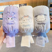 Sanrio Детская мультяшная рукава 2024 новые маленькие девочки рукава рукава перчатки 2 в 1 устойчивые к грязям и холоду теплые рукава