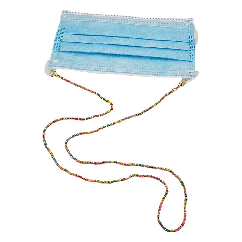 Fabricante transfronterizo spot cristal de color de alta calidad collar de cuentas de arroz cadena de gafas cadena de máscara auriculares con cuentas cadena anti-pérdida