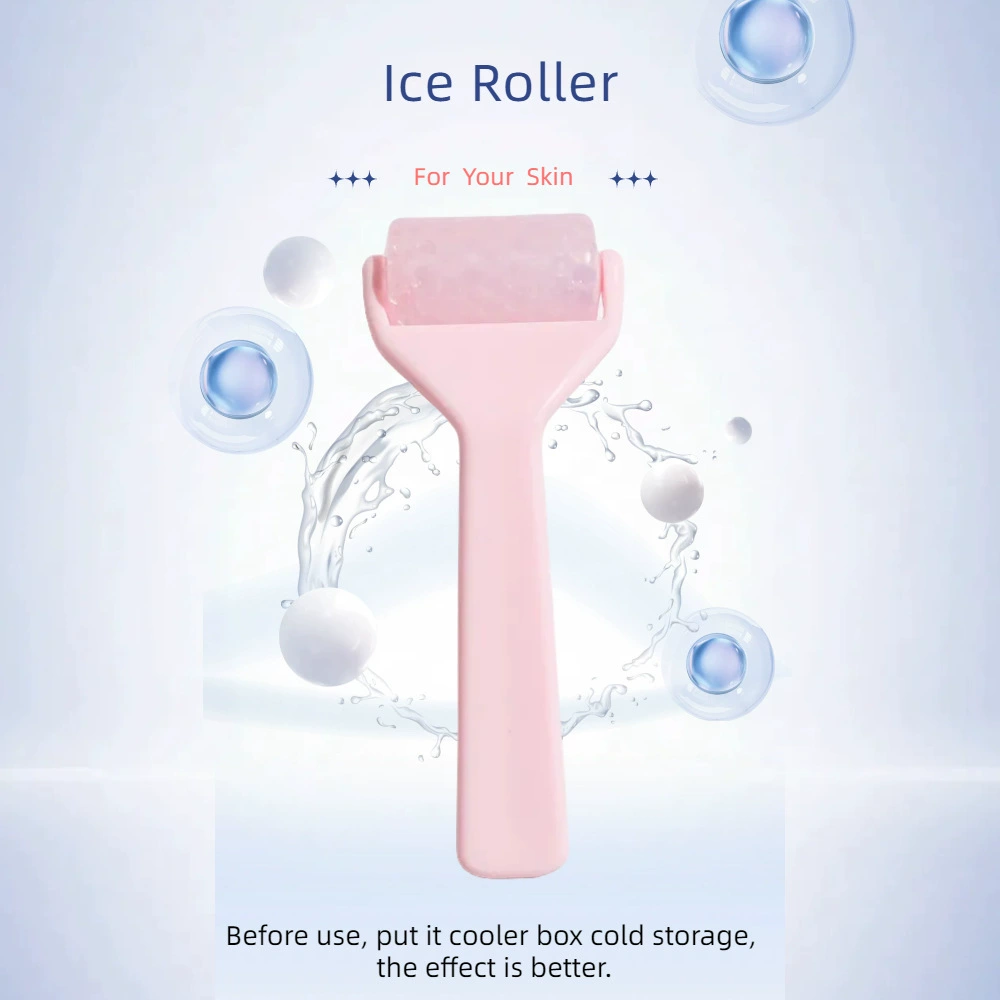 Ice, transparent gel, cosmetic massager for face