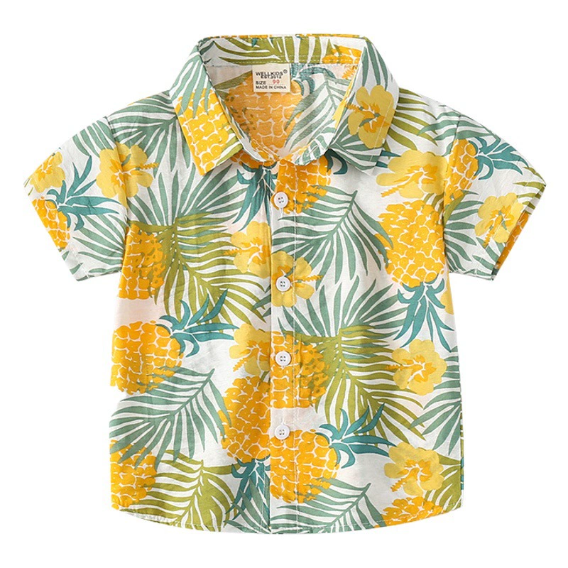 Летняя гавайская рубашка с короткими рукавами для мальчиков, мягкая и удобная рубашка оптом, детская Повседневная рубашка с короткими рукавами