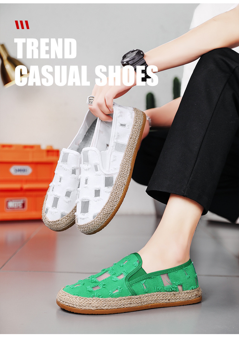 2023 New Hollow Out Breathable Fisherman Shoes Slip-on Slip-on Loafers Casual men's shoes one piece dropshipping L5311_voghion.com