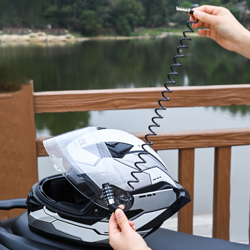 Suitable for Steel Wire Helmet Lock Motorcycle Bicycle Anti-Theft Helmet Lock Telescopic Steel Wire Lock Cow Password Lock Head