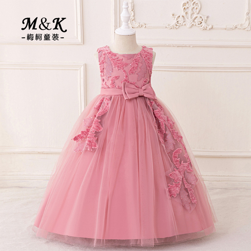 2026 nuevo vestido de niñas sin mangas princesa de tela de flor vestido de malla vestido de niña vestido de niña pequeña vestido largo