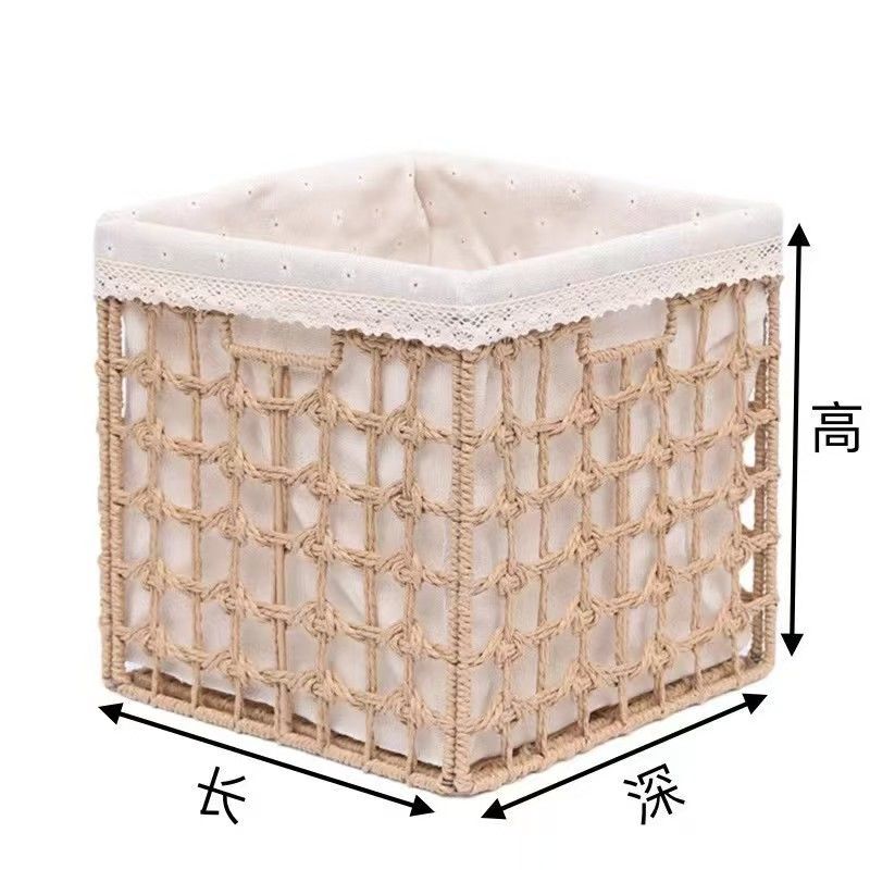 ✅仿藤手工编织水葫芦收纳筐海草收纳篮可折叠式格子柜整理储物筐|undefined