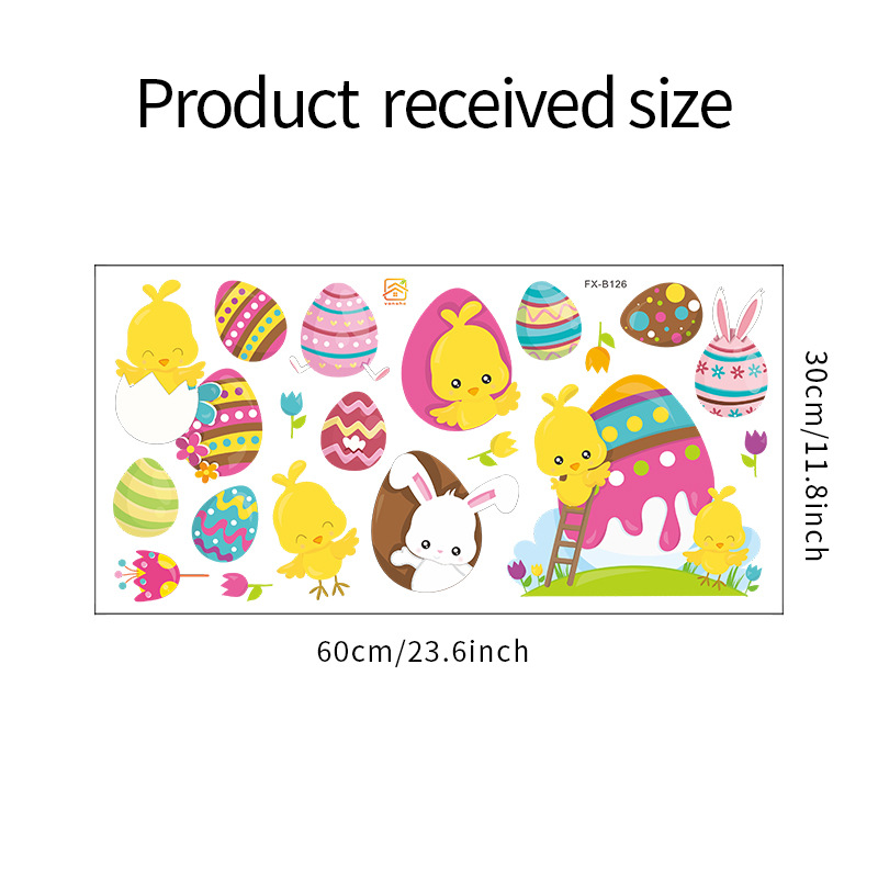 Cartoon Fashion Style Easter Egg Bunny Little Yellow Wall Sticker display picture 2