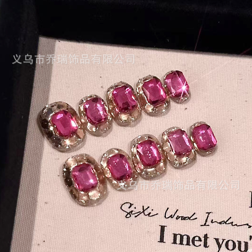 K9 rosa rojo fondo plano forma especial uñas diamantes cristal mini gotas de agua diamantes amor cuadrado hecho a mano diy accesorios de uñas