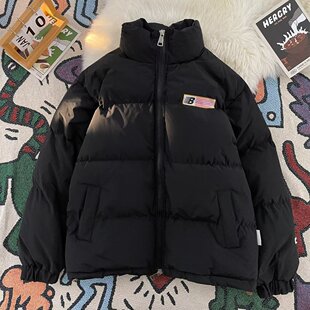 American Style Retro Flag Embroidered Bread Coat Women's High Street Ins National Fashion Brand Thickened Couple's Cotton-padded Coat Winter