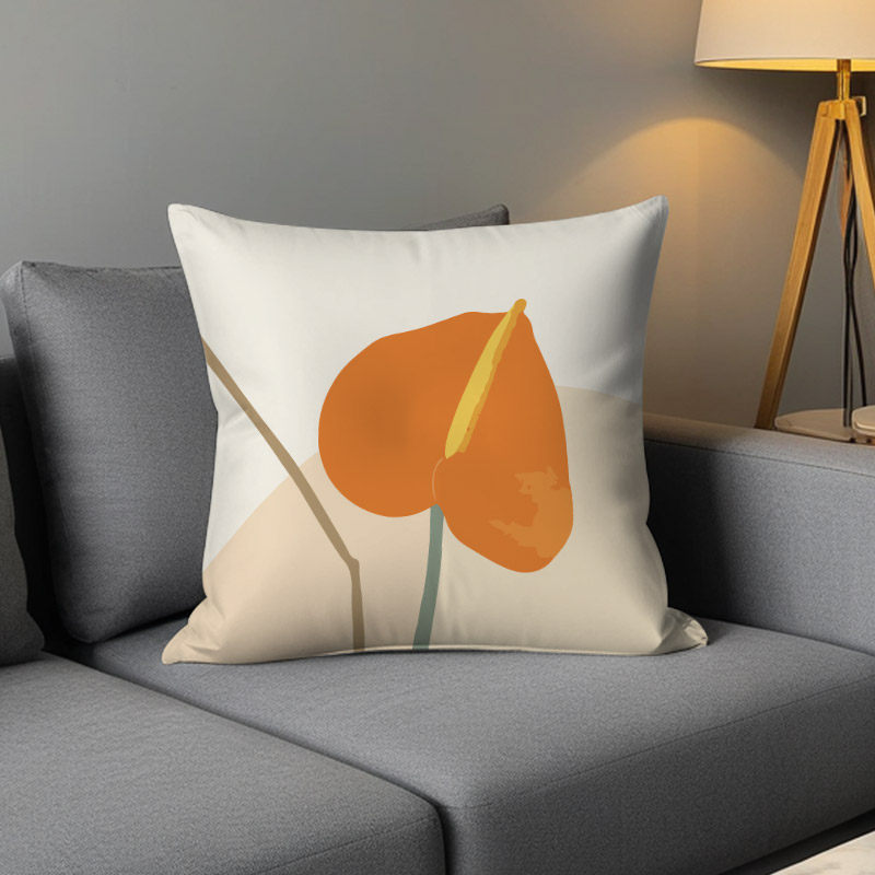 Luz de lujo nórdico simple almohada de viento naranja geométrica impresa de doble cara cojín de ventana flotante decoración sofá sala de estar almohada