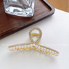 Metal hairgrip handmade from pearl, big polishing cloth, hair accessory, shark, Korean style