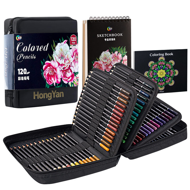 Juego de lápices de color a base de aceite de 120 colores transfronterizos bolsa de almacenamiento color de madera plomo pintura de arte pluma de pintura al por mayor