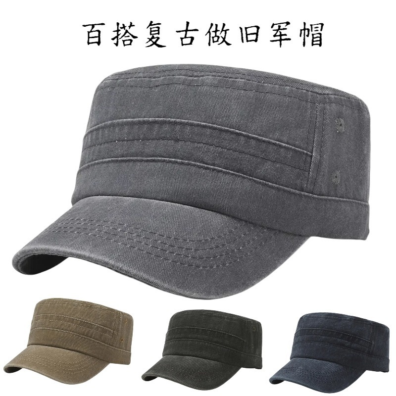 跨境外贸批发平顶帽男士帽子四季通用户外休闲帽纯色百搭遮阳帽|undefined