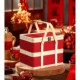 One red 2-layer rectangular basket 27x20x22cm including handle height 31cm