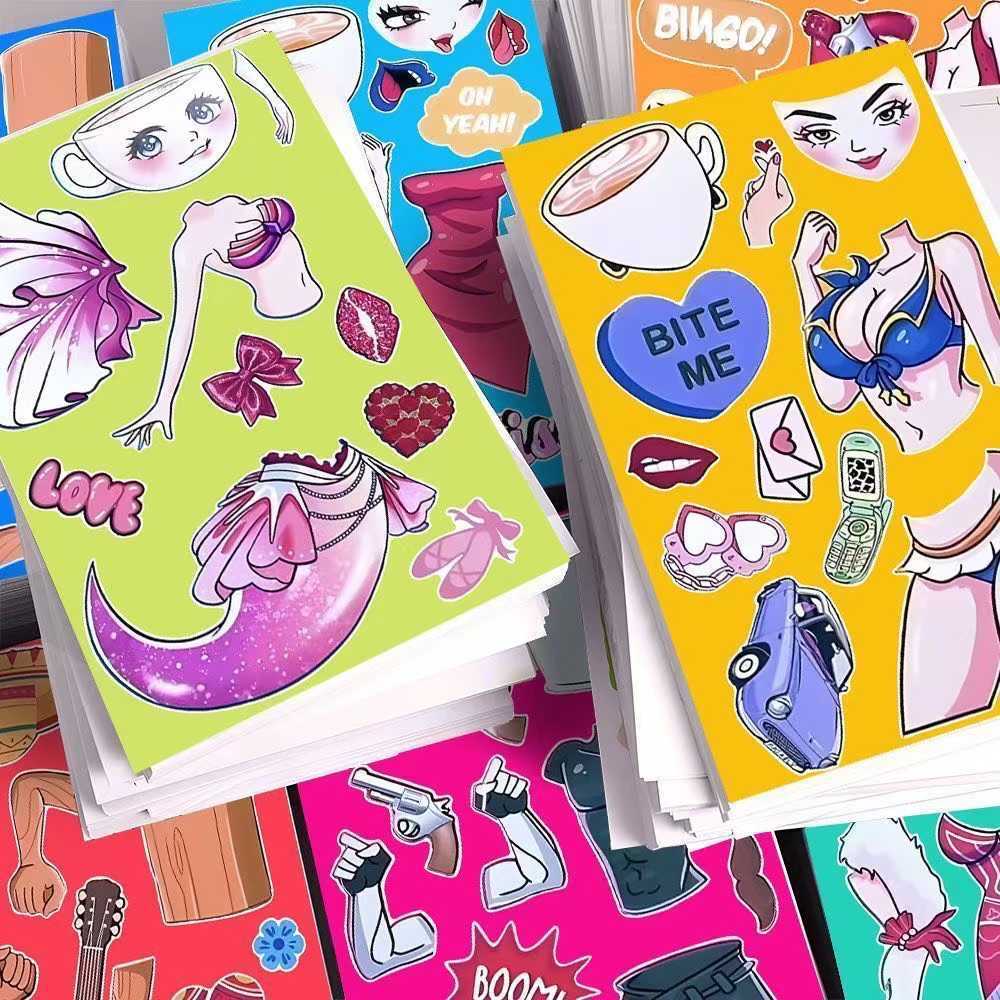 Caja de ritmo de cambio de pegatinas con rompecabezas para niños cuentas de mano para chicas DIY juguetes divertidos descomprimidos a mano