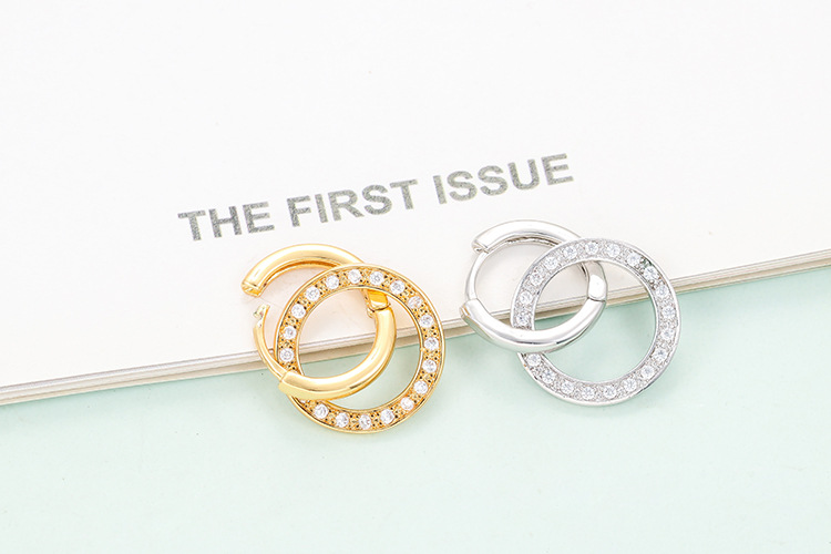 Circle Pattern Simple Style Circle Copper Earrings Plating Inlay Zircon Copper Earrings