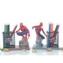跨境新品动感蜘蛛侠网格笔筒生日礼物摆件树脂工艺品学生礼品手办