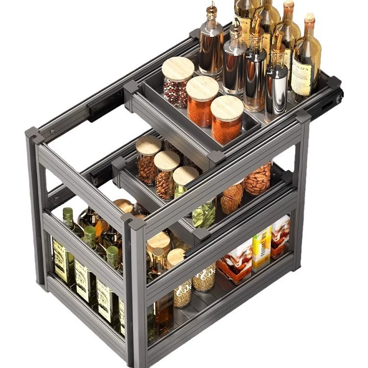Кухонный шкаф специи pull basket drawer 304 нержавеющая сталь насосная скользящая миска блюдо приправа волшебный резервуар синий