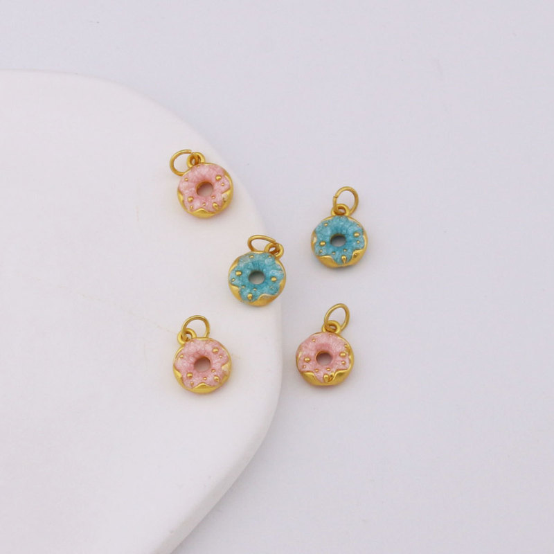 Ice Cream Cone Donut Pendant Sweet Ancient Style Matte Gold Beaded Bracelet DIY Jewelry Accessories
