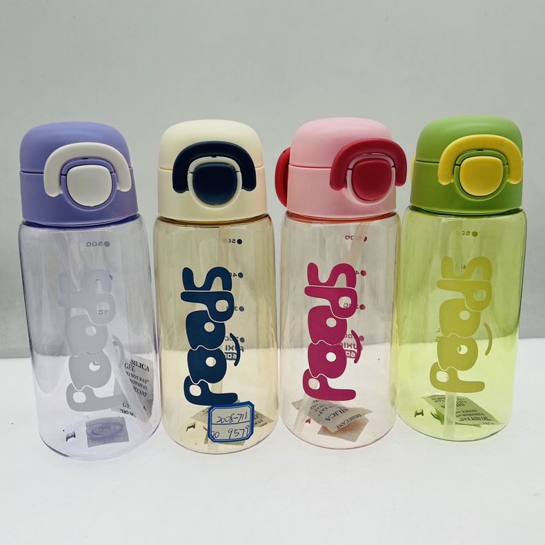 Jinshi 24 nuevo Inglés Neto Taza Roja 700ml Espacio Taza de plástico taza de la PC de plástico deportes Taza de paja al aire libre