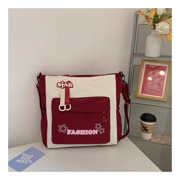 Student single-shoulder bag, Korean version color-blocked letter crossbody bag, hand-held tutorial bag for primary and secondary school students, hanging bag, student bag undefined