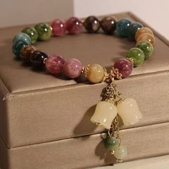 天然虹瑠璃ブレスレット女夏ins小衆豪華鈴蘭ペンダント手串彼女の親友プレゼント卸売り