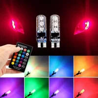 T10 car width indicator light bulb RGB width indicator light 6LED vehicle remote control colorful width indicator light flashing glue light