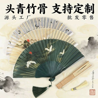 热销竹制环保古风扇高清热数码转印刷精致便携随身携带折扇子定制