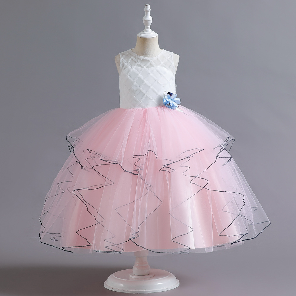 Liquidación transfronteriza nuevos niños vestido de princesa vestido de las niñas vestido de rendimiento de piano largo pettiskirt en stock al por mayor