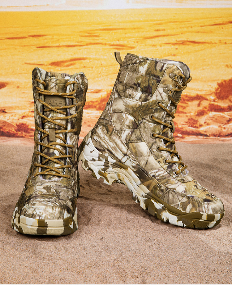 Stivali militari alti da uomo in stile mimetico britannico, stivali da lavoro retrò in vera pelle_voghion.com