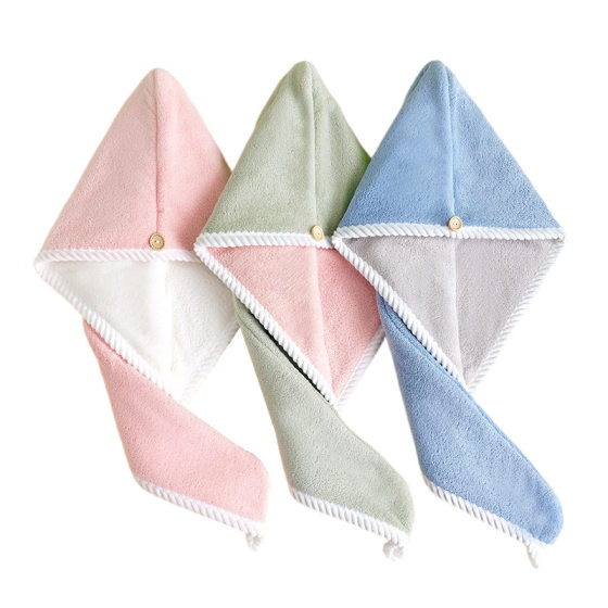 Dry hair cap class a thick double absorbent dry hair towel shower cap female coral fleece towel wholesale can add LOGO