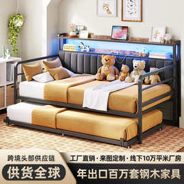 跨境热卖新款软包靠背床简约现代软包床加厚沙发床一体两用可定制
