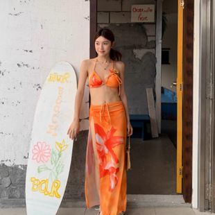 Beautiful Atmosphere Bikini Three-Piece Set Sexy Pure Lust Style Small Breast Push-Up Seaside Vacation Split Swimsuit Women Summer